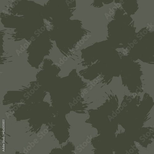 Green Floral Brush strokes Seamless Pattern Background