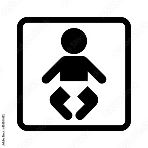 Nursery sign. Vector illustration of baby care room pictogram. Changing station restroom. Information for mother and father. Infant symbol.