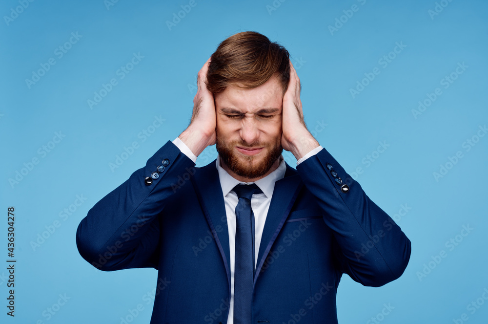 man in suit financial office manager blue background man in suit financial office manager blue background