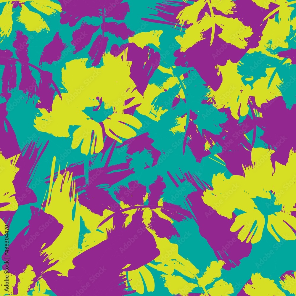 Purple Floral Brush strokes Seamless Pattern Background