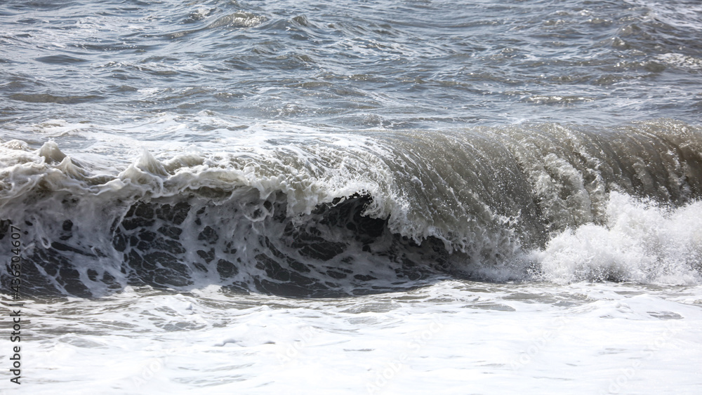 Splashing big waves on the seashore. Splashing big waves on the seashore.