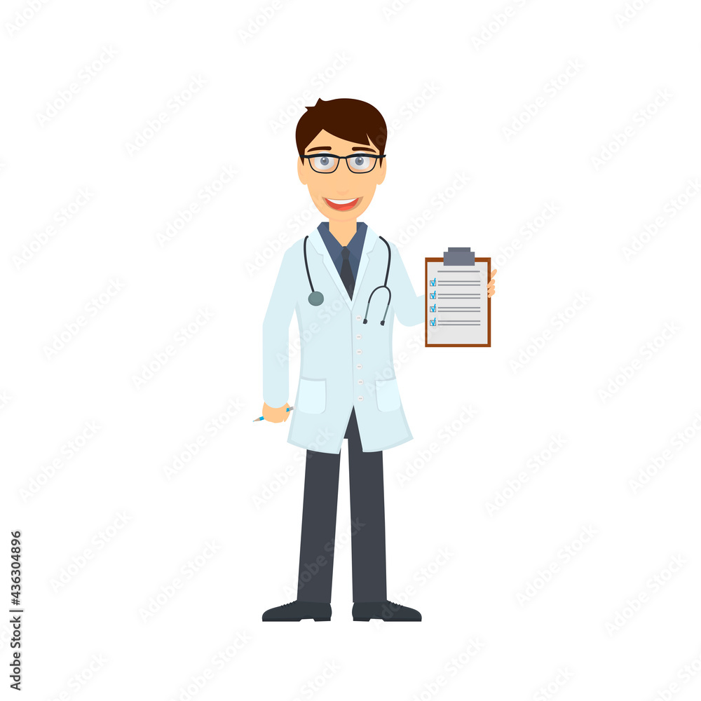 Doctor. A doctor writes out a medical prescription, vector illustration Doctor. A doctor writes out a medical prescription, vector illustration