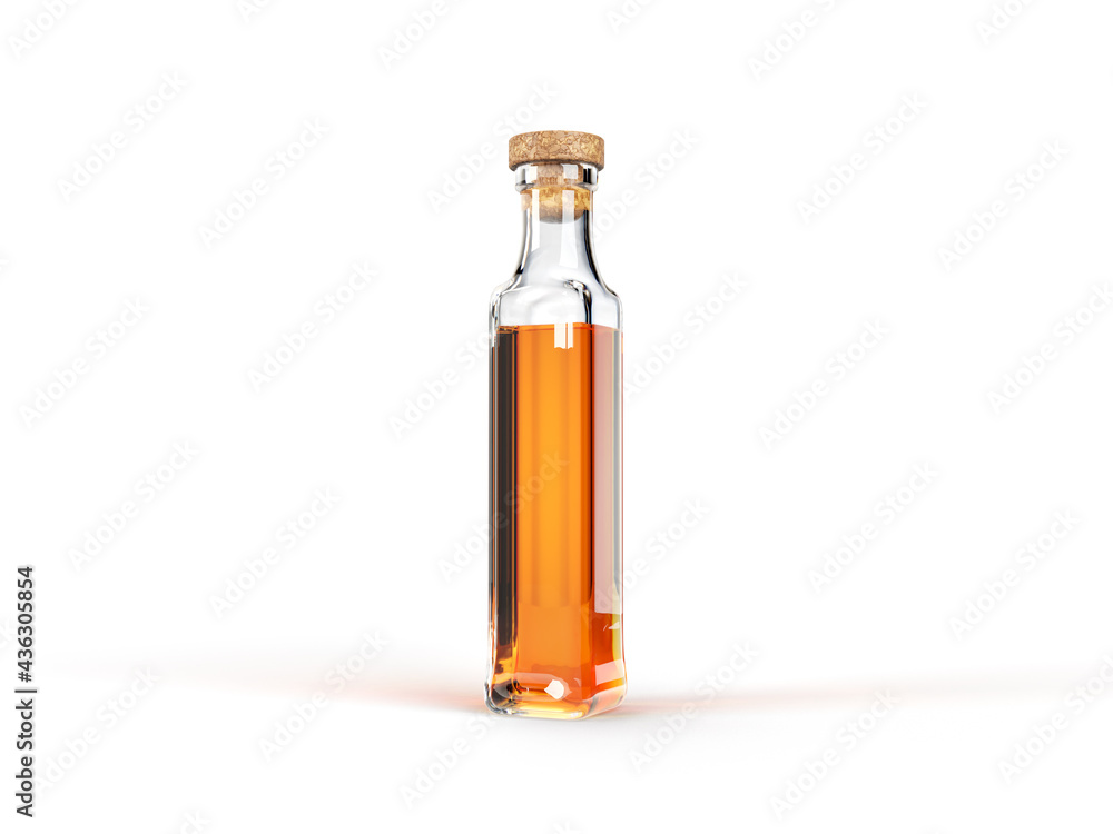 Letter I shaped bottle with whisky inside. 3d illustration, suitable for font, alcohol and drinking themes