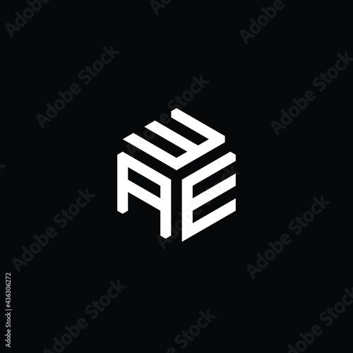 AEW letter logo design. AEW letter in polygon shape. WAE Creative three letter logo. WAE Logo with three letters. AWE polygon logo. AWE letter vector design logo. photo