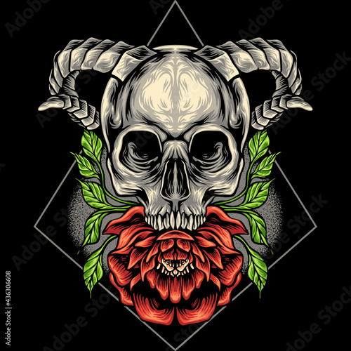 The Skull Head And Flower