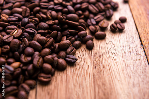 Closeup on coffee bean. Fresh roasted coffee beans