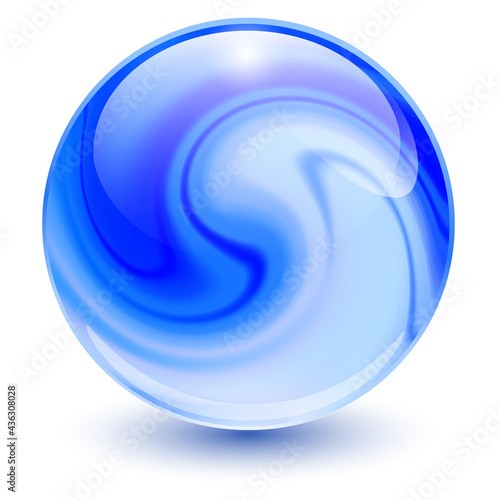 3D crystal, glass sphere bl...