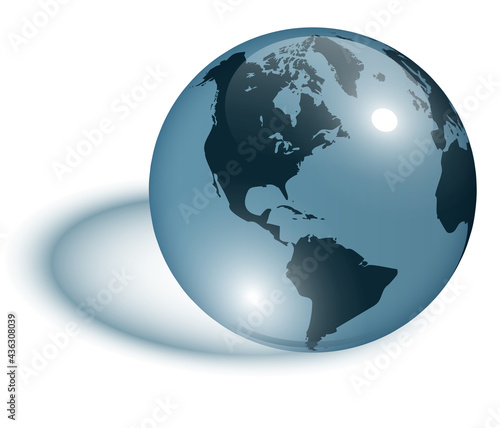 Earth planet blue and transparent, 3D earth globe as water drop, vector illustration.