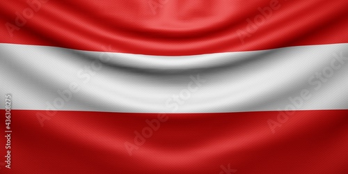 Hanging wavy national flag of Austria with texture. 3d render.