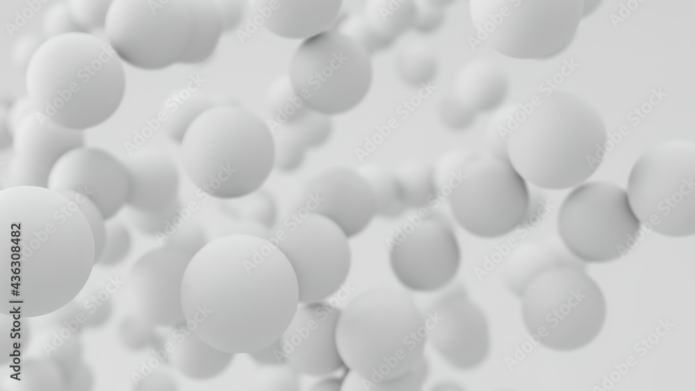 3d render abstract background with white spheres