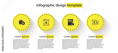 Set Eco friendly house, Oil barrel, and Radioactive waste in. Business infographic template. Vector