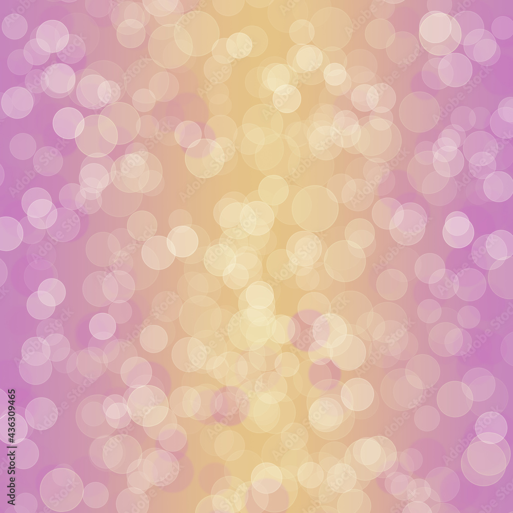 Abstract purple pink yellow golden blurred bokeh Christmas or Valentine day background texture.