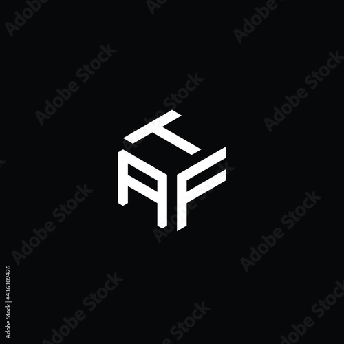 AFT letter logo design. AFT letter in polygon shape. TAF Creative three letter logo. TAF Logo with three letters. ATF polygon logo. ATF letter vector design logo. photo