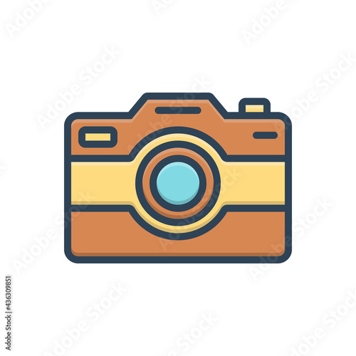 Color illustration icon for camera