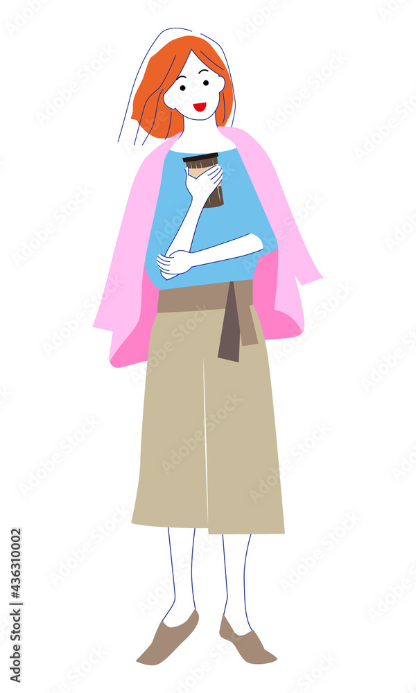 飲み物を持つ女性のイラスト素材 飲み物を持つ女性のイラスト素材