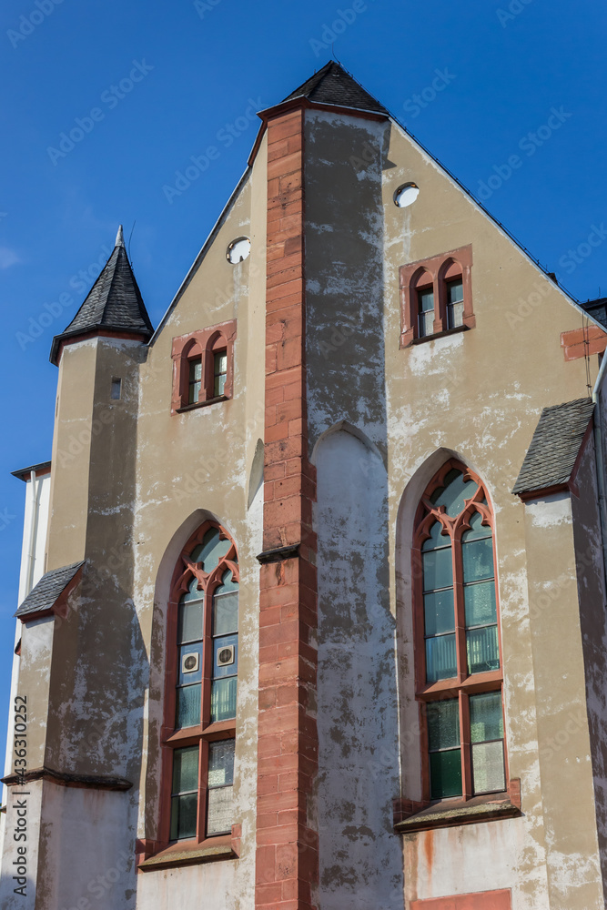 Facade of an old church in Mainz, Germany