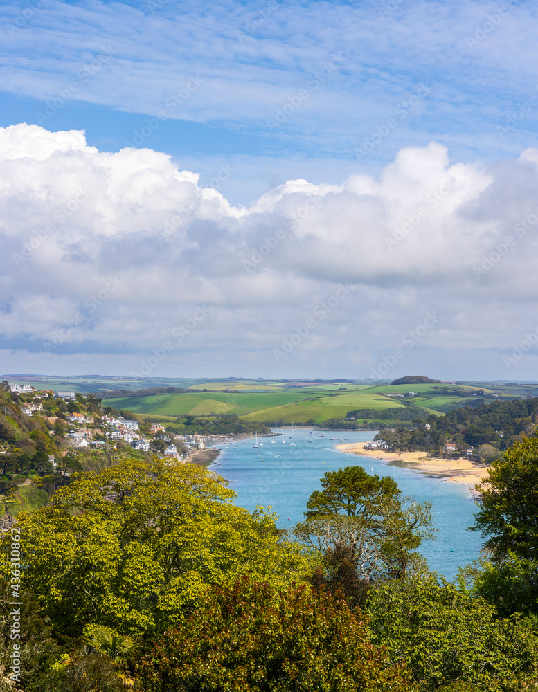 High view of Salcombe Harbour, Salcombe town and the stunning Devon countryside. High view of Salcombe Harbour, Salcombe town and the stunning Devon countryside.