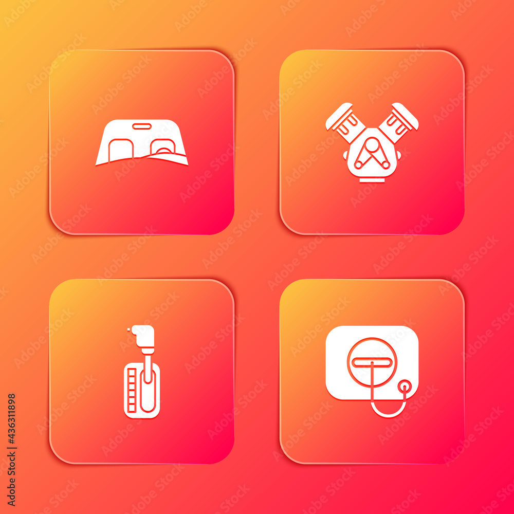 Set Car windscreen, engine, Gear shifter and Oil filler cap at gas station icon. Vector Set Car windscreen, engine, Gear shifter and Oil filler cap at gas station icon. Vector