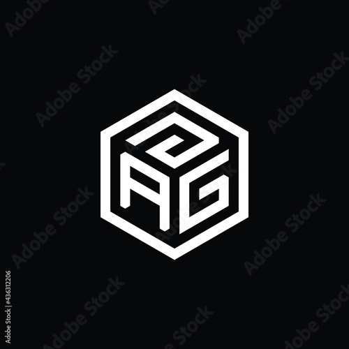 AJG letter logo design. AJG letter in polygon shape. JAG Creative three letter logo. JAG Logo with three letters. AGJ polygon logo. AGJ letter vector design logo. photo