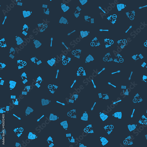Set Garbage bag, Disposable plastic spoon, Stop pollution and Nature saving protest on seamless pattern. Vector
