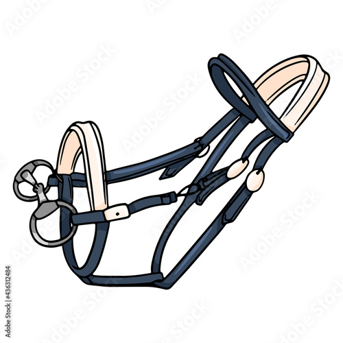 Horse harness bridle for riding vector illustration in cartoon style