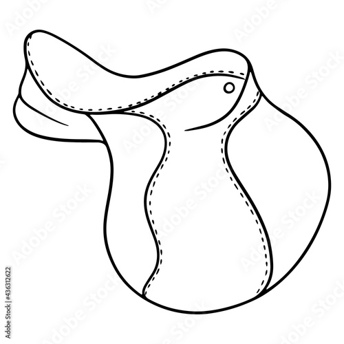 Horse harness horse saddle vector illustration in line style for coloring book
