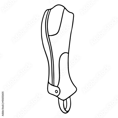 Outfit of the rider protection of the legs of a jaquey leggings vector illustration in line style for a coloring book
