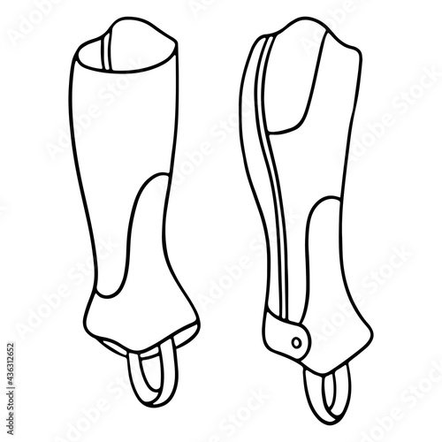 Outfit of the rider protection of the legs of a jaquey leggings vector illustration in line style for a coloring book