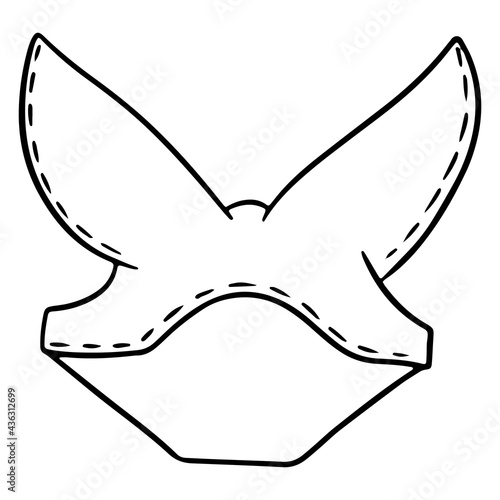Horse harness headdress on the ears for a horse vector illustration in line style for a coloring book