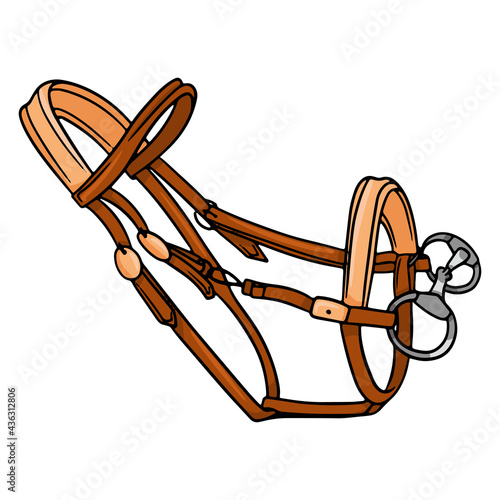 Horse harness bridle for riding vector illustration in cartoon style