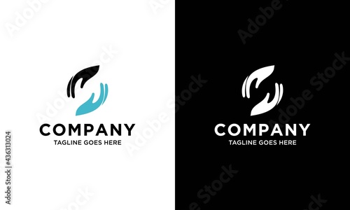 Hand care logo design template. helping hand icon symbol.