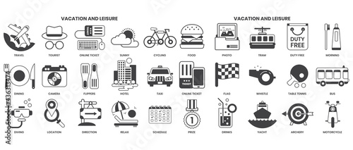 Vacation icons set for business
