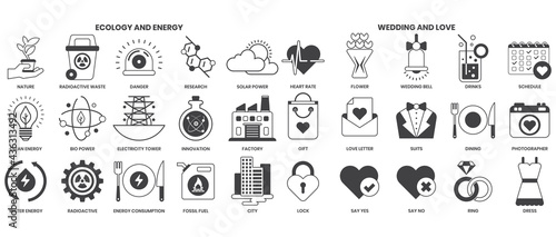 Wedding icons set for business