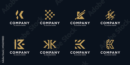 Set of creative letter k logo design templates
