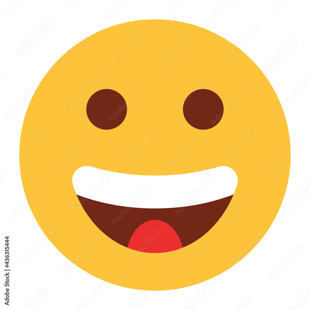 Flat color style emoji smile.