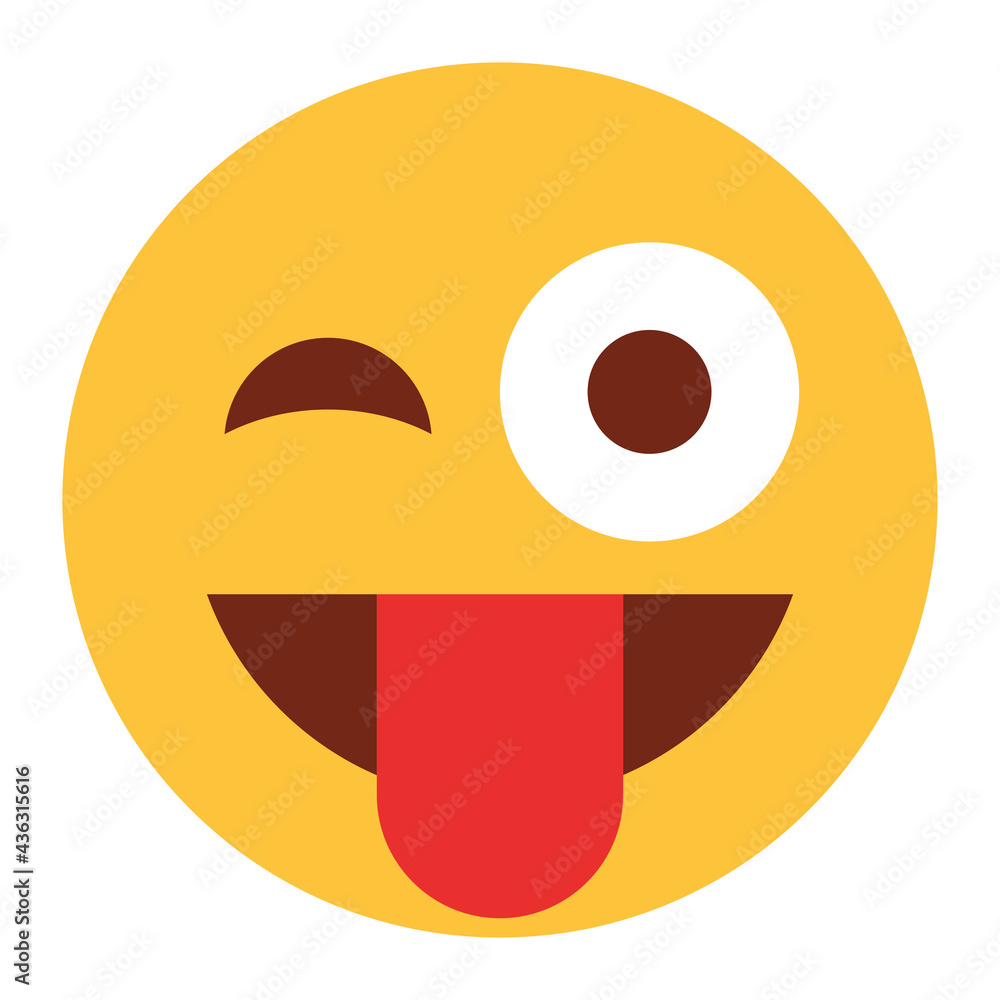 Fototapeta premium Flat color style emoji cheeky.