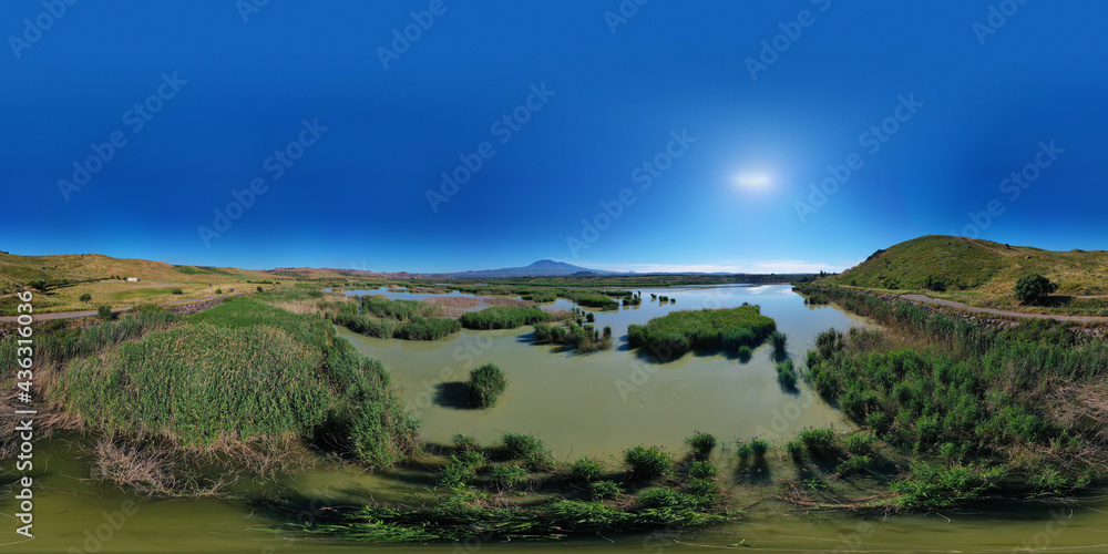 360 degrees aerial photo of the Oasis of Ponte Barca a protected area ...