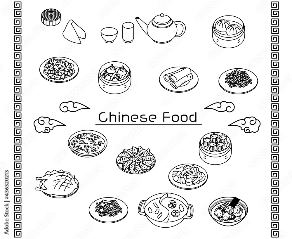 Chinese food simple line icon