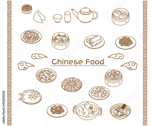 Chinese food simple line icon