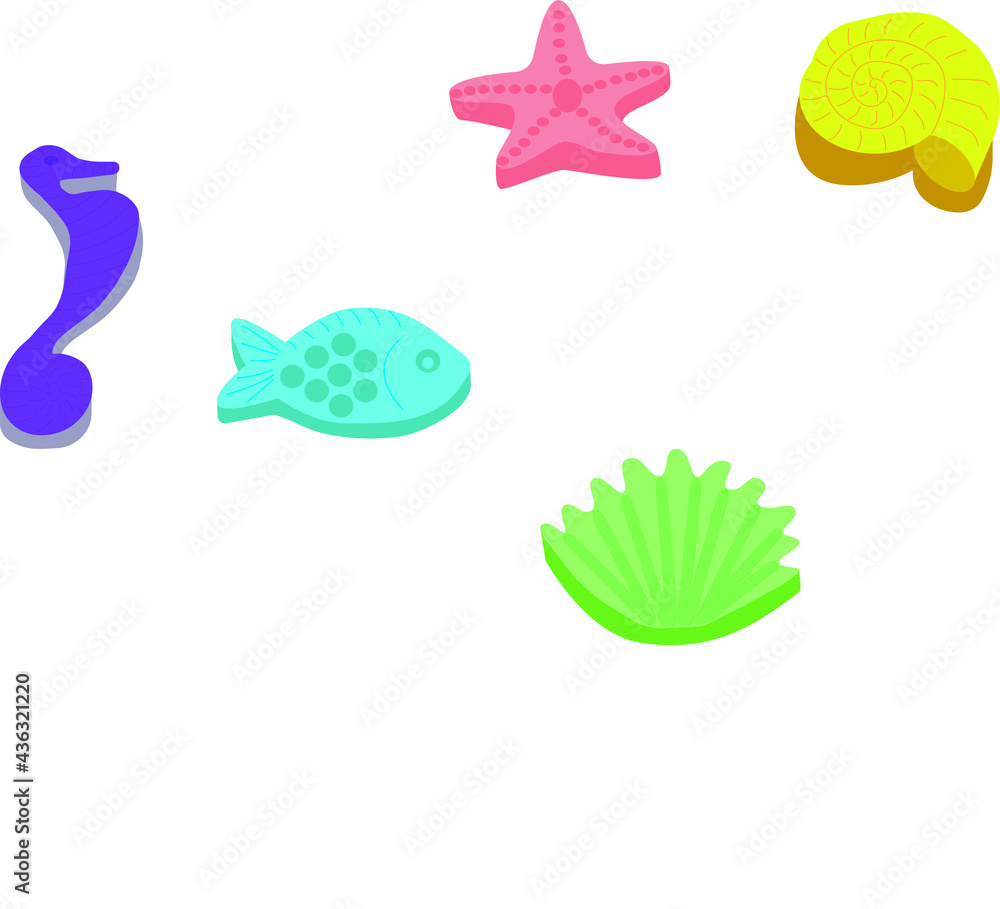 Naklejka premium set of sea animals