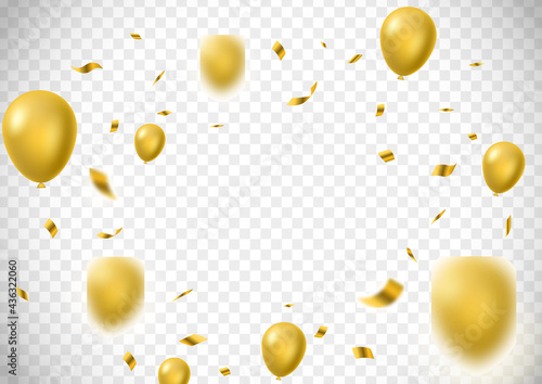 Gold balloon with decorative design, isolated white background. Vector illustration