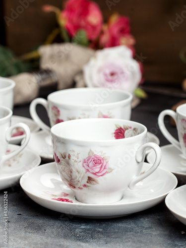 cup of tea and flowers