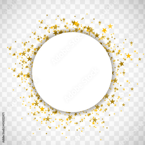 Gold confetti with circle paper for your text. Vector illustration 