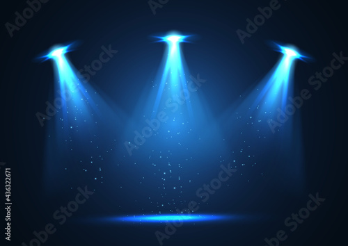 Spotlights with bright light. Vector illustration