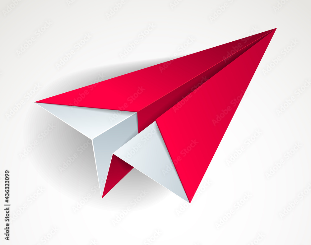 Origami paper folded toy plane, 3d realistic vector illustration. Origami paper folded toy plane, 3d realistic vector illustration.