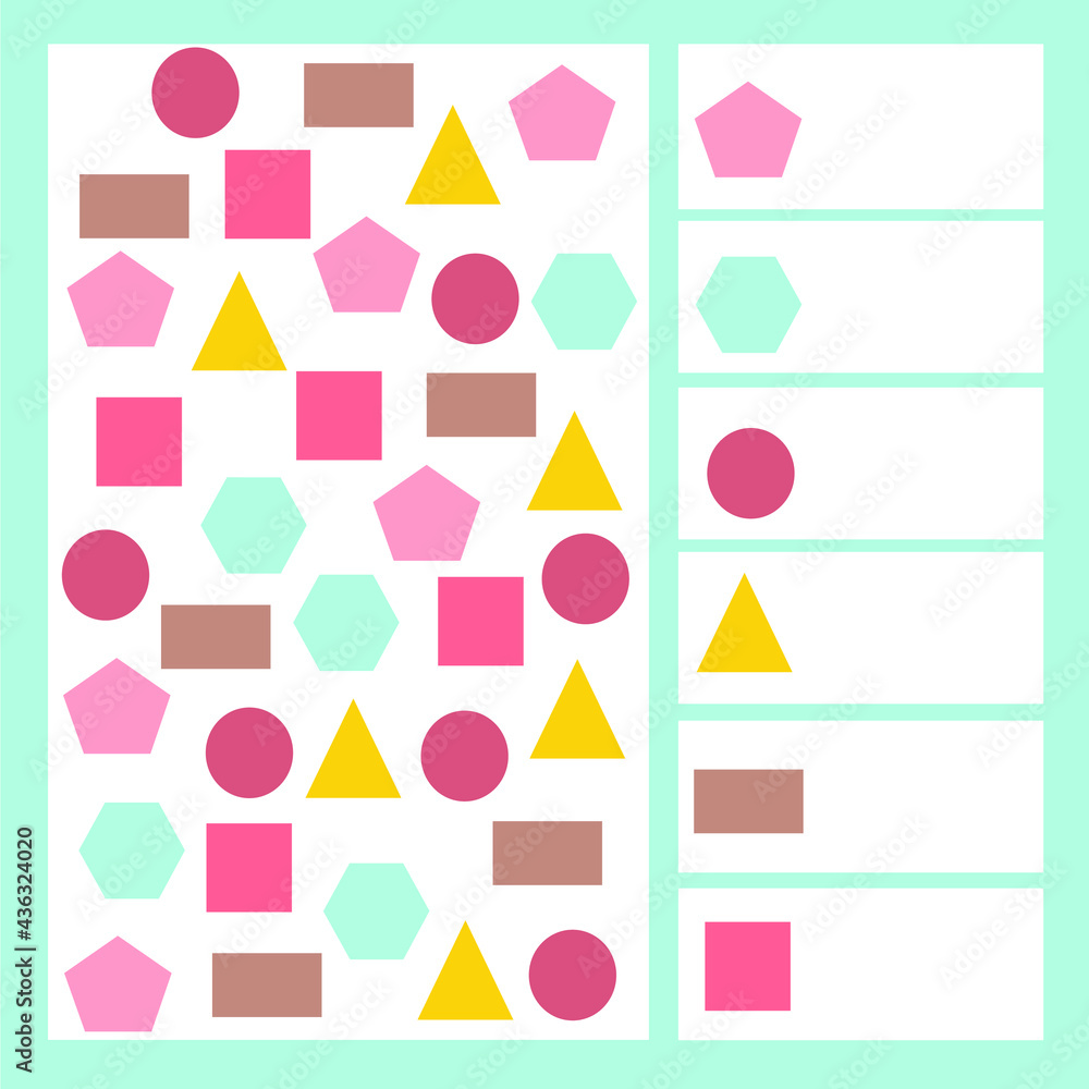 Mini game for kids with geometric shapes. Mini game for kids with geometric shapes.