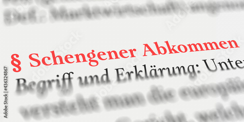 Schengener Abkommen rechtlich erklärt mit Paragraph Zeichen  photo