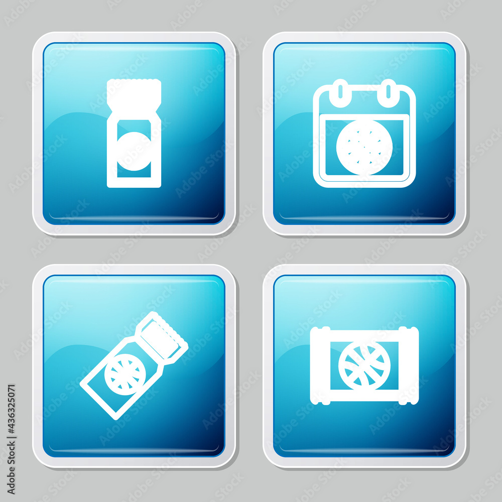 Set line Basketball game ticket, on sport calendar, and video icon. Vector Set line Basketball game ticket, on sport calendar, and video icon. Vector