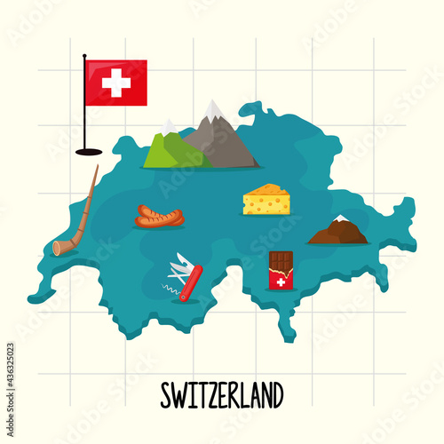 map of switzerland with landmarks