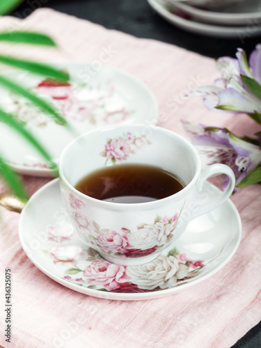 cup of tea with flowers